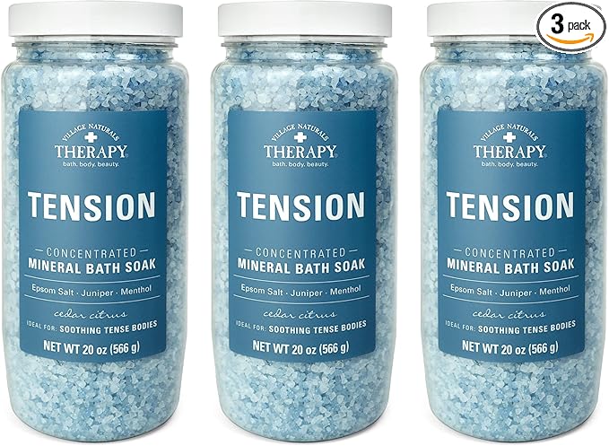 Village Naturals Therapy Tension Concentrated Mineral Bath Soak, Cedar Citrus by VillageNaturalsTherapy
