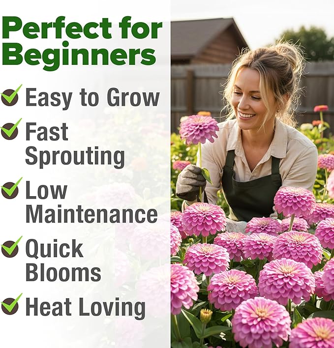 HOME GROWN Pink Zinnia Seeds – 1500 Luminosa Zinnias, Fast Blooming, Heat - Image 6