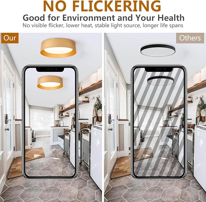 Bargeni Flush Mount Ceiling Light, 16.5 inch LED Ceiling Light Fixture - Image 5