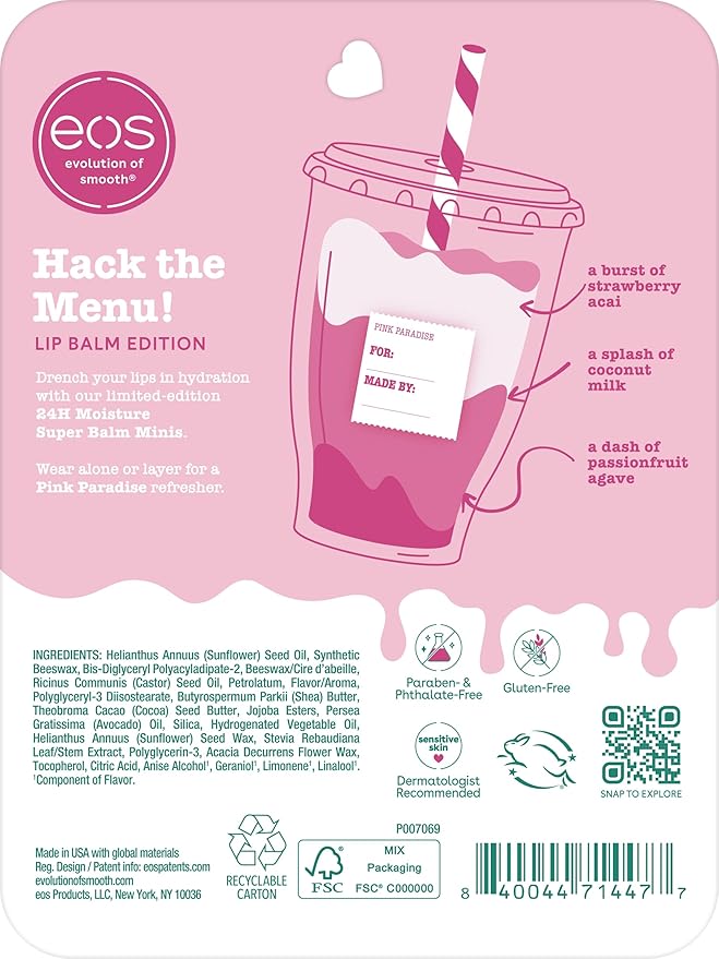 eos 24H Moisture Super Balms Minis- Pink Paradise, Limited-Edition, Nourishing - Image 7