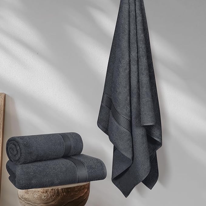 BELZZI Home Ultra Soft 4 Pack Oversized Bath Towel Set 27x54, Cotton Compact - Image 4