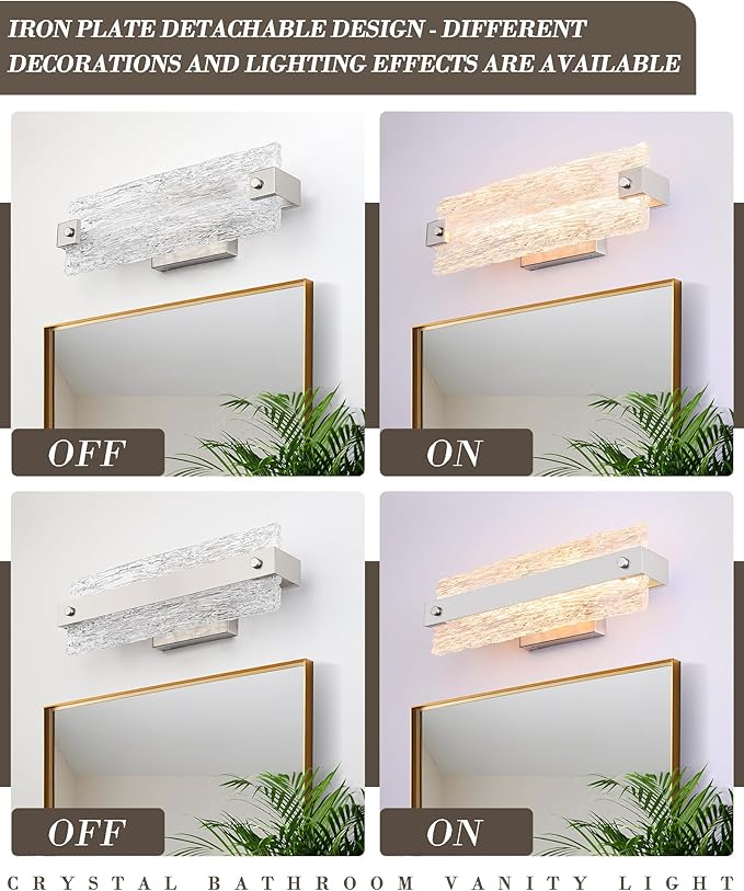 Brushed Nickel Bathroom Vanity Light, 16.5 Inch 10W Dimmable LED Bathroom Light - Image 4