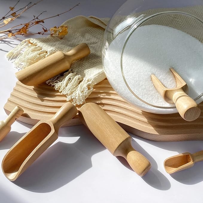 Wooden Scoop 2Standard 2Mini bath salt scoop Natural Beech Wood Scoop - Image 6