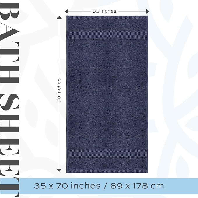 White Classic Luxury Soft Navy Bath Sheet Towels - Image 4