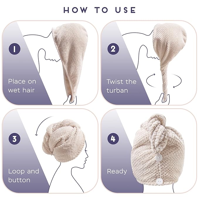 SimpleField 2 Pack Microfiber Hair Towel Wrap - Image 6