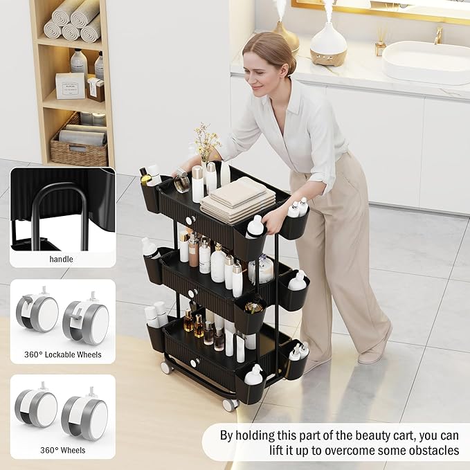 3 Tier Drawer Shelf Beauty Cart - Image 4