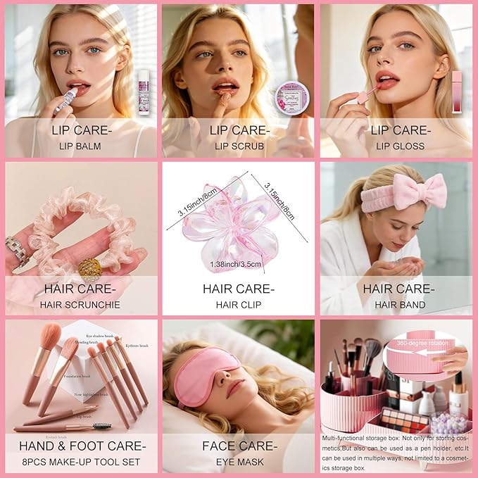 27 Pcs Spa Day Gifts Basket for Women, Camellia & magnolia Bath and Body Gift - Image 6