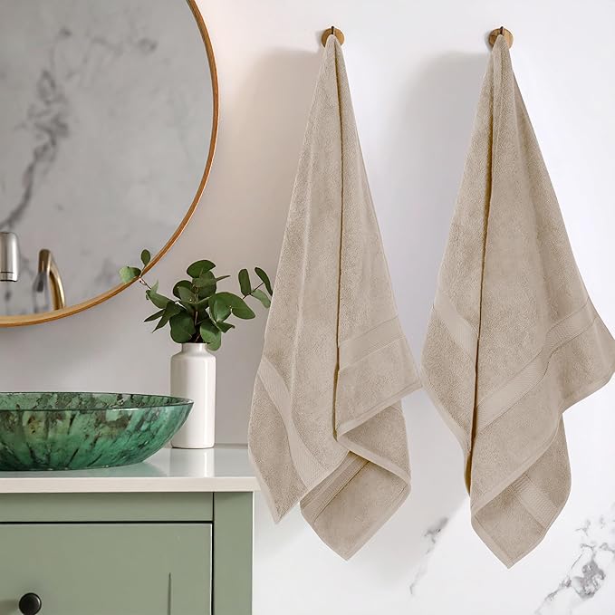 SUPERIOR Egyptian Cotton Pile Bath Towel Set of 2, Ultra Soft Luxury Towels - Image 2