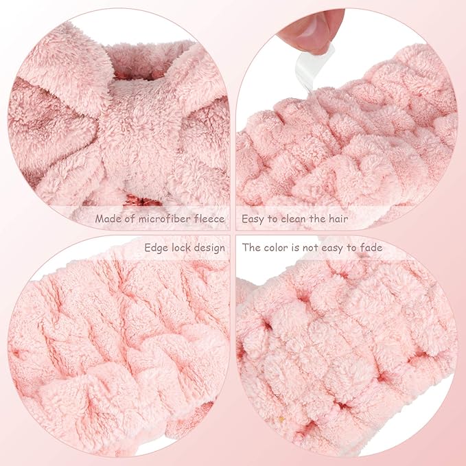 3 Pieces Wash Face Headband Makeup Spa Headband Towel Terry Hair Bands - Image 3