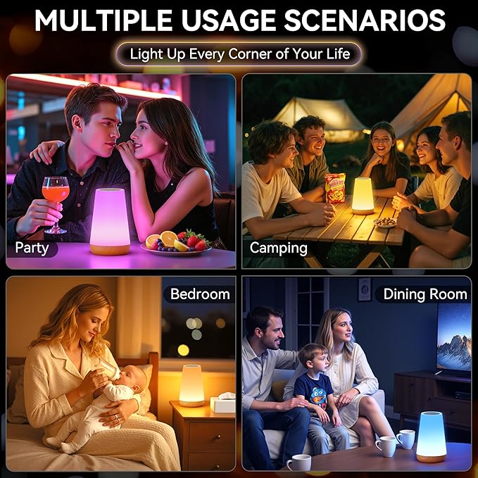 Auxmir LED Night Light Bedside Lamp Touch and Remote Control Dimmable Tabletop - Image 7