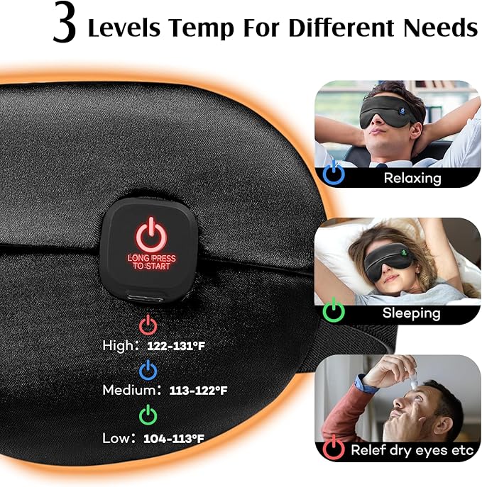 YFONG Cordless Heated Eye Mask for Dry Eyes, Warm Eye Compress for Stye - Image 3