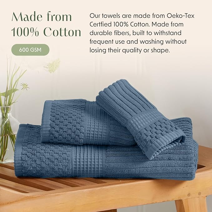 Springtree Home 100% Cotton Bath Towel Set of 4 | Super Soft & Absorbent - Image 4