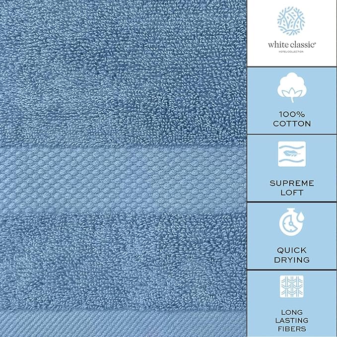 White Classic Luxury Bath Towels Set of 4 Large - Image 7