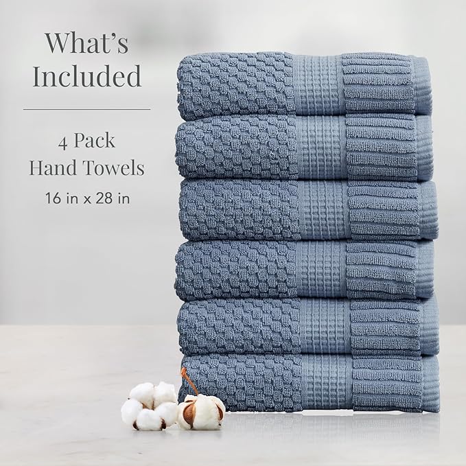 NY Loft 100% Cotton Hand Towel 6 Pack | Super Soft & Absorbent Quick-Dry Hand - Image 2