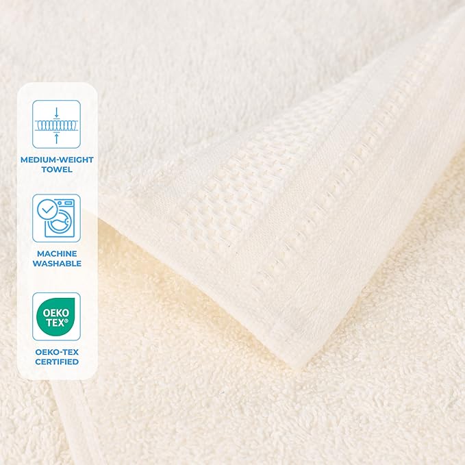 Superior Honeycomb 100% Cotton 500 GSM 12 Piece Bath Towel Set, 6 Washcloths - Image 3