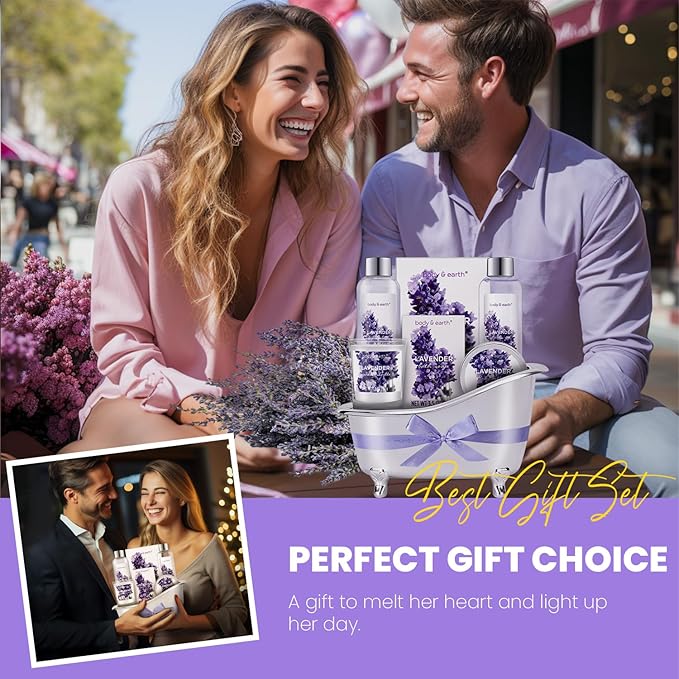Gift Set for Women Body & Earth Gifts Set Lavender Gift Baskets For Women Bath - Image 4
