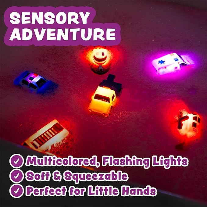 Tub Works® Emergency™ Cars Light Up Bath Toys, 12 Pack | Water-Activated Light - Image 4