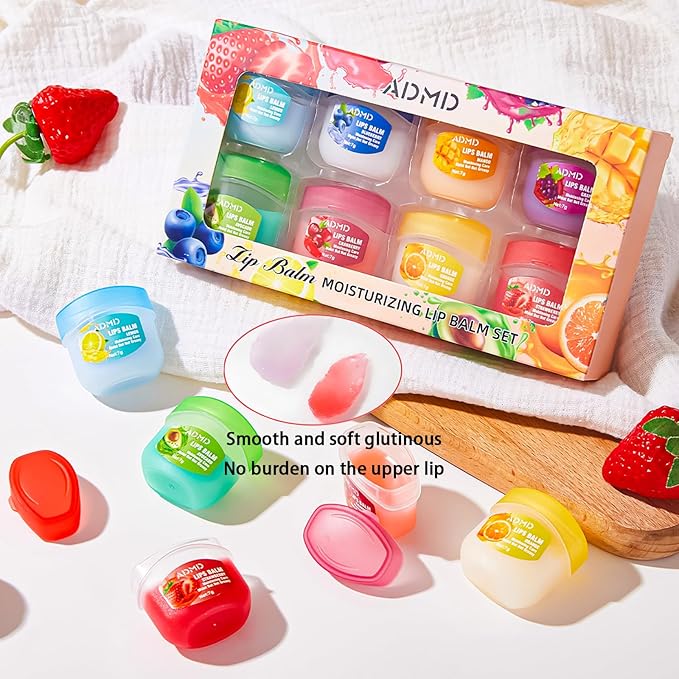 Lip Balm Lip Moisturizing Set 8 kinds of fruit flavor lip mask, 4-in-1 lip care - Image 4