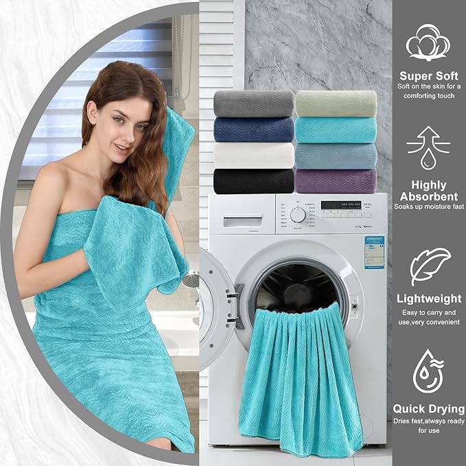 8 Piece Bath Towel Set |2 Oversized Large Bath Sheet, 2 Hand Towels, 4 - Image 8