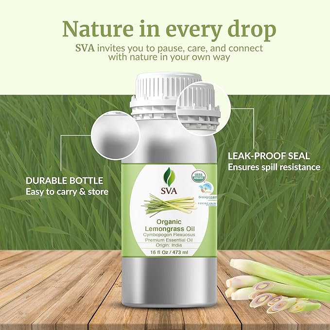SVA Lemongrass Essential Oil Organic – 16 Fl Oz – 100% Natural Organic - Image 7