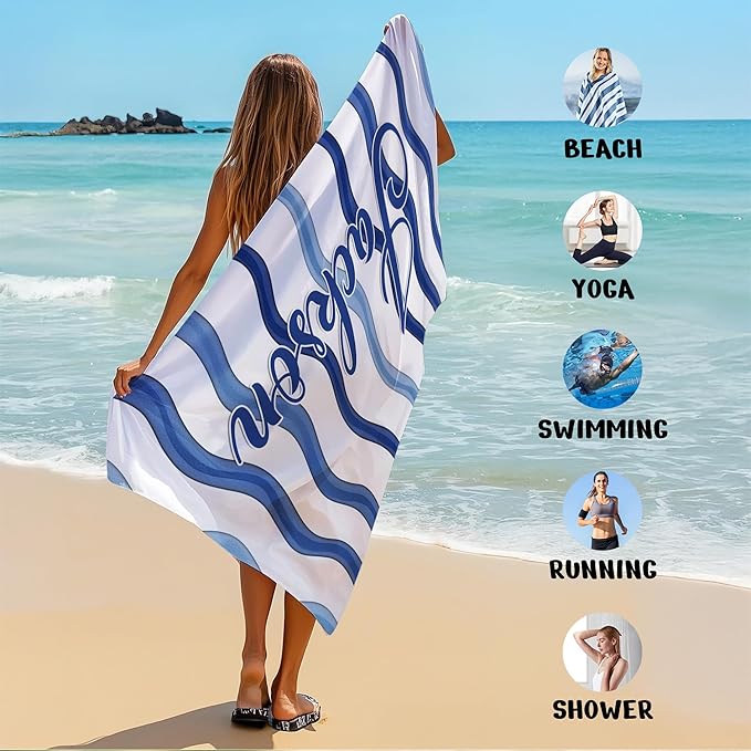 JML Custom Beach Towel with Name, Personalized Microfiber Beach Towel with Name - Image 6