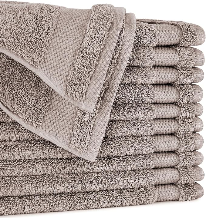 BIOWEAVES 100% Organic Cotton 700 GSM Plush Washcloths 13" x 13" GOTS Certified by BIOWEAVES