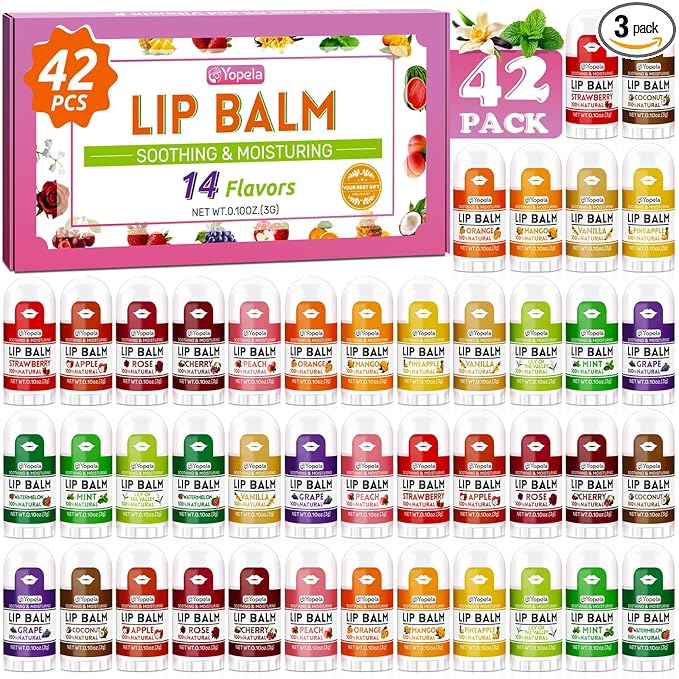 Yopela Mini Lip Balm Bulk 42 Pack, Natural Lip Balms by yopela