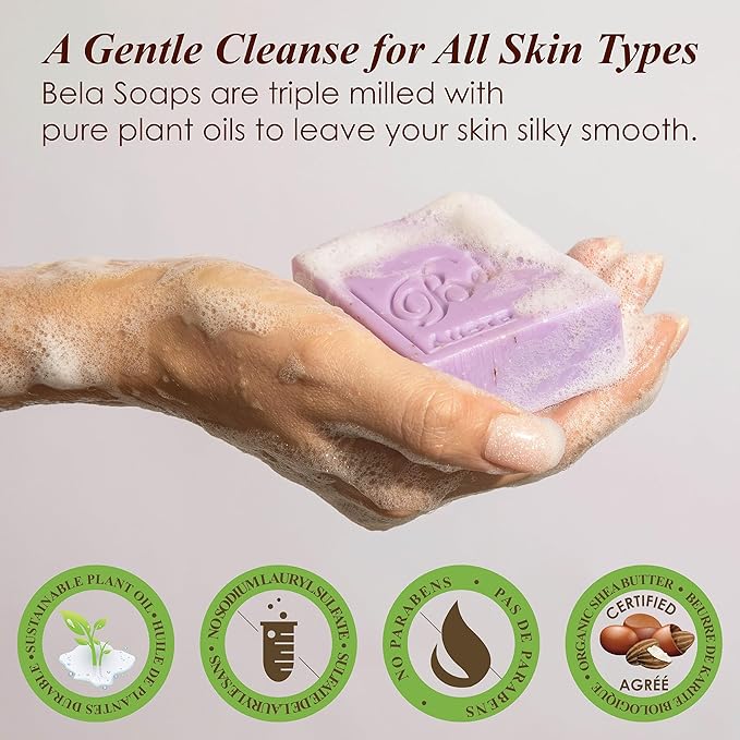 BELA Triple Milled Soap Variety Pack 3.3 OZ Pack of 6, Long Lasting French - Image 3