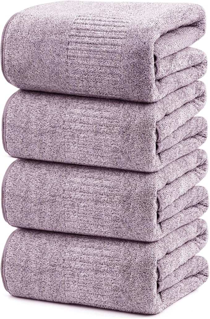 SEISSO Bath Towels 4 Pack Large Bathroom Bamboo Viscose Towels 35” x 63” Plush by SEISSO