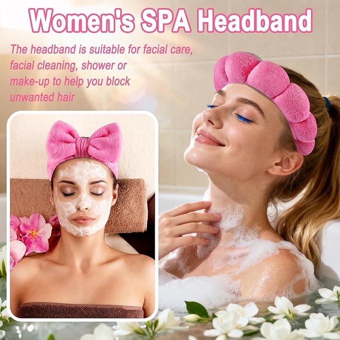 Zkptops 6Pcs Spa Headband for Washing Face Wristbands Set Women Bubble Makeup - Image 7