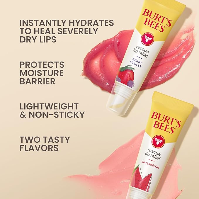 Burt's Bees Rescue Lip Relief, Watermelon & Berry Medley, Hydrating Lip Balm - Image 2