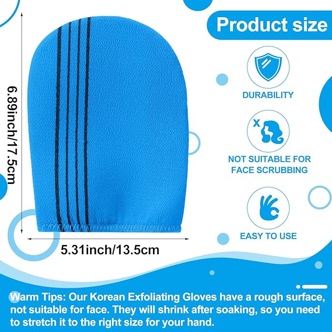 Tatuo 8 Pcs Korean Exfoliating Mitt Korean Scrub Mitt Asian Exfoliating Gloves - Image 2