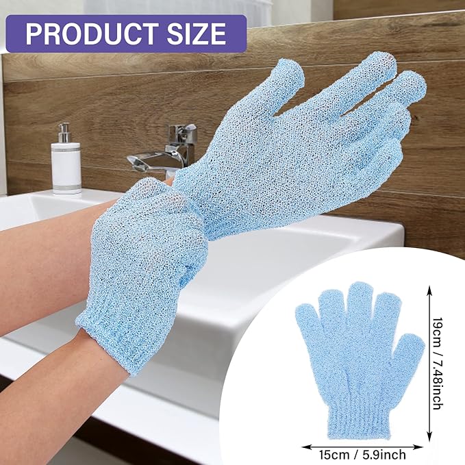 Sibba 3 Pair Bath Gloves for Shower Natural Loofah Exfoliating Wash Gloves for - Image 2