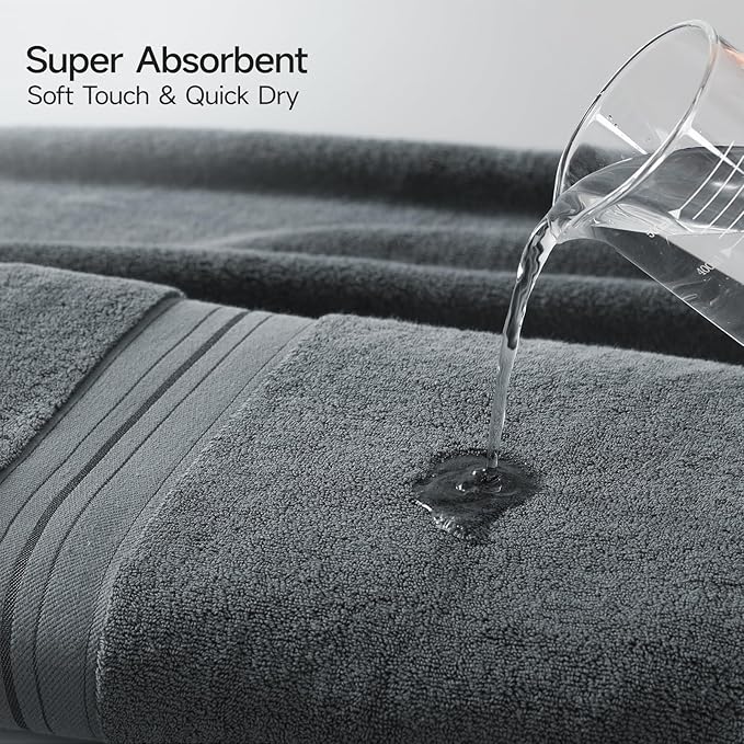 REDKISS 100% Cotton Bath Towels Set of 4, Extra Large Bath Sheets 27 X 59 Inches - Image 3