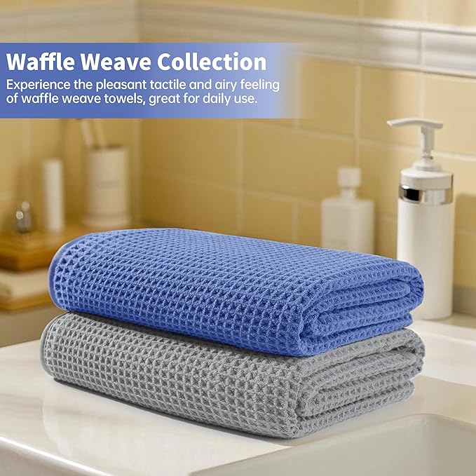 MICROFI New Microfiber Waffle Bath Towels, 2 Pieces, Fast Drying, Lint Free 430 - Image 6