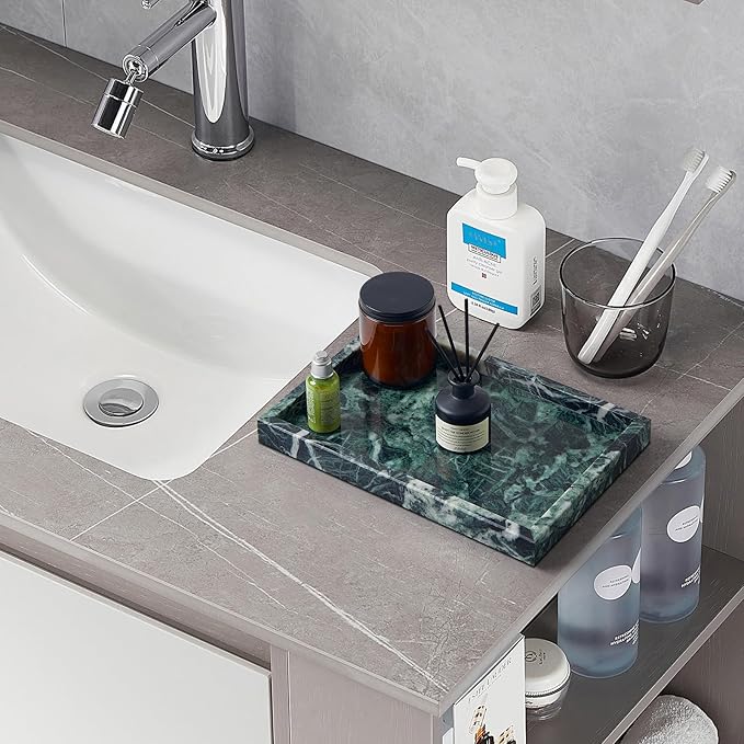 Real Natural Marble Tray for Bathroom, Kitchen and Desktop, Rectangle Genuine - Image 6