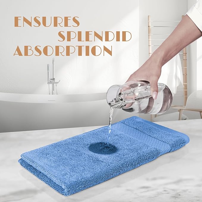 White Classic Light Blue Hand Towels - Image 5