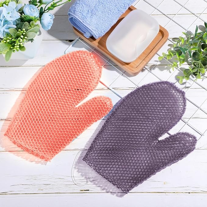 Karenhi 2 Pcs Honeycomb Exfoliating Glove Bath Mitt Body Spa Scrubber, - Image 6