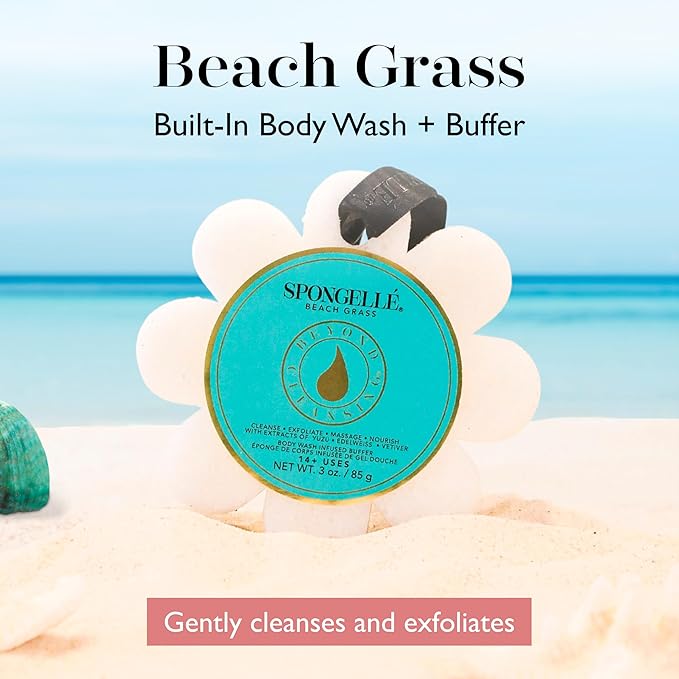 Spongellé Beach Grass Wild Flower Bath Sponge | Built-in Body Wash & Body - Image 2