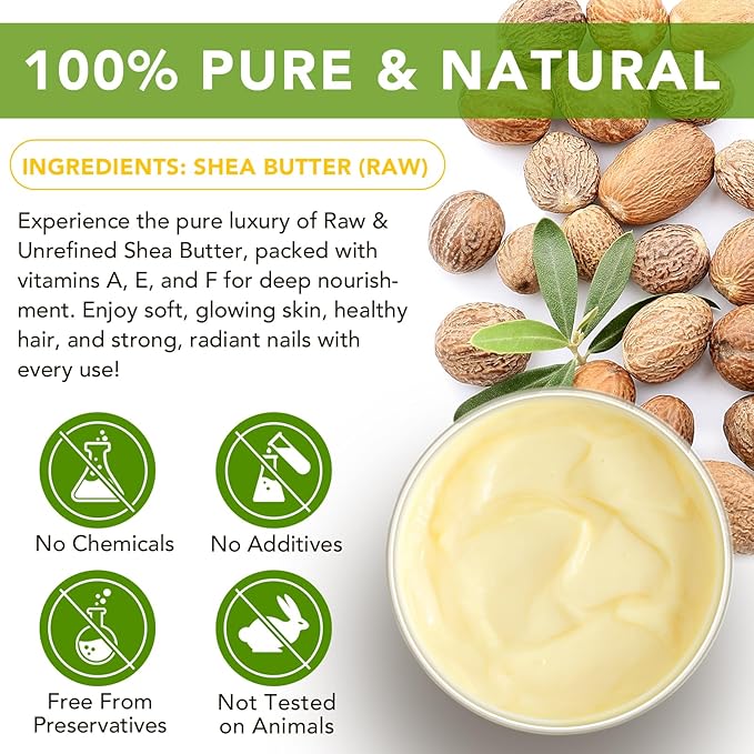 Shea Butter Raw Organic, Natural Raw Unrefined Shea Butter Hand Cream, - Image 2