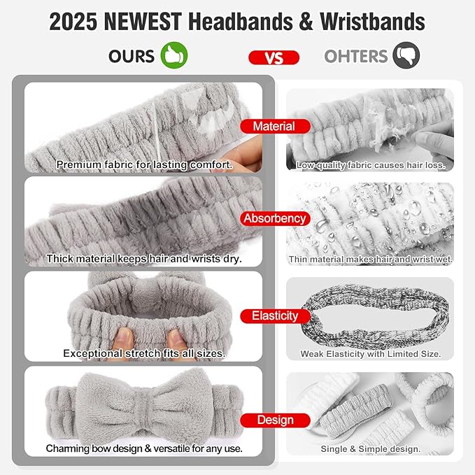 Spa Headbands for Women with Wristband Set: Facial Makeup Headbands for Girls & - Image 5