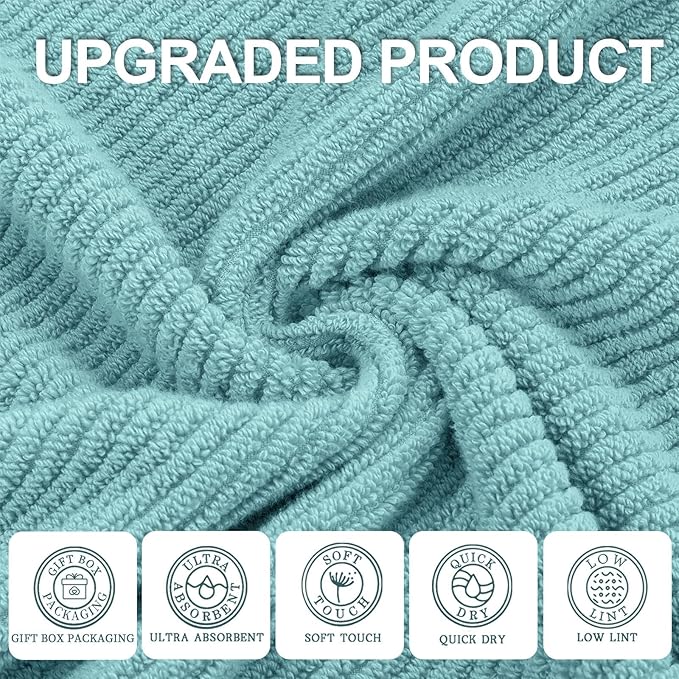 VOOVA & MOVAS Bathroom Towels Set, 100% Cotton | Quick Dry | Soft | Thick - Image 2