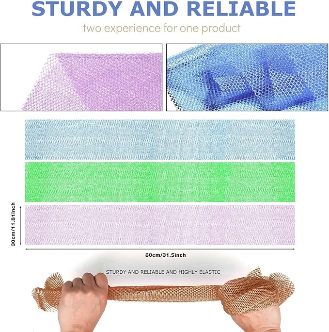 UJFQBH 3 Pieces African exfoliating net African Net Long Net Bath Sponge - Image 3