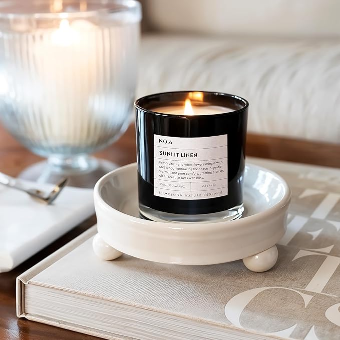 Sunlit Linen Luxury Scented Candles, 9oz Soy Wax Candles - Image 3