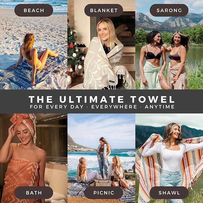 FESHKA Sand Free Turkish Beach Towel Quick Dry Bath Towel, Oversized Beach - Image 3