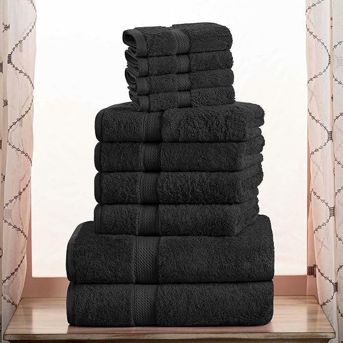 Superior Egyptian Cotton Pile 10 Piece Towel Set, Includes 2 Bath, 4 Hand by SUPERIOR