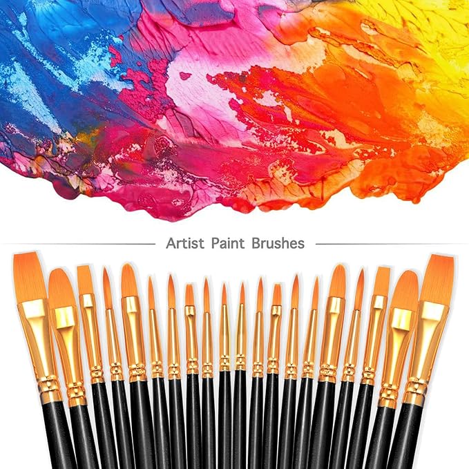 BOSOBO Paint Brushes Set, 10 Pieces Round Pointed Tip Paintbrushes Nylon Hair - Image 6