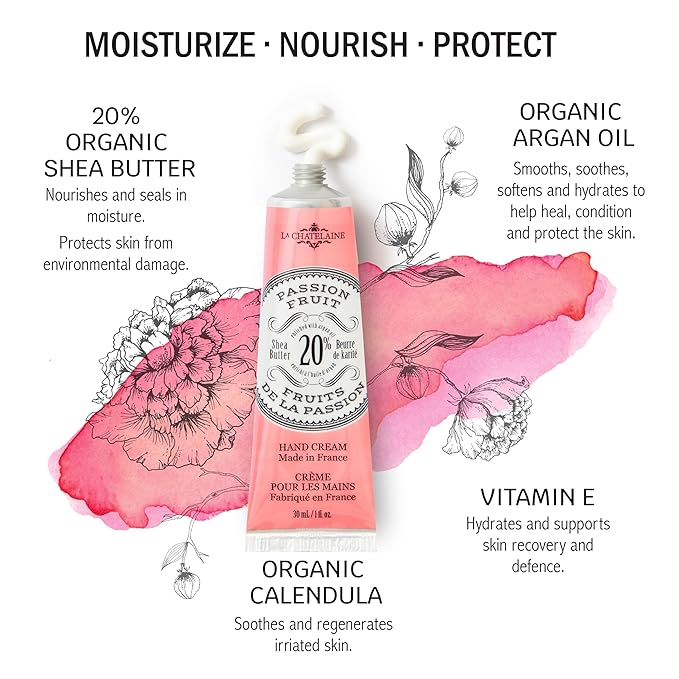 La Chatelaine 20% Shea Butter Hand Cream Travel Size, Organic Argan Oil - Image 2