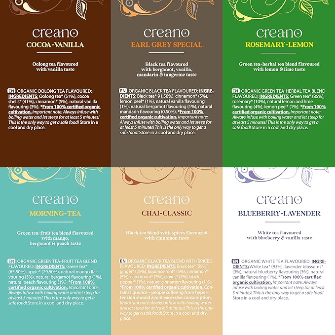 Creano Organic Tea Gift Set – 24 Organic Tea Bags in 6 Dreamy Varieties – 48 g* - Image 3