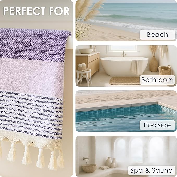 ATANI Turkish Beach Towel, Converts to a Bag, Oversized 100% Cotton Bath Towels - Image 5